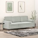 3-OSOBOWA SOFA Z PODUSZKAMI JASNOSZARA 180CM AKSAMIT