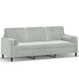 3-OSOBOWA SOFA Z PODUSZKAMI JASNOSZARA 180CM AKSAMIT