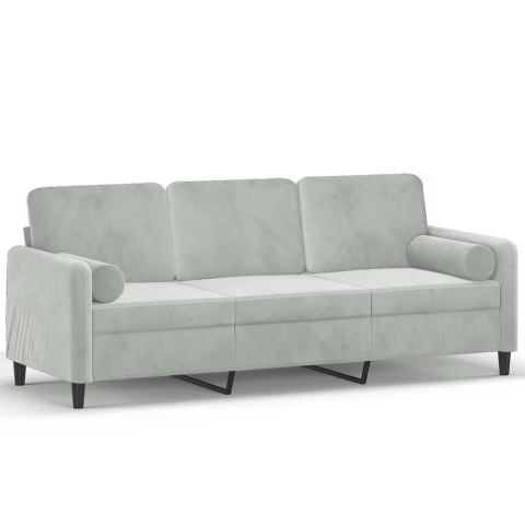 3-OSOBOWA SOFA Z PODUSZKAMI JASNOSZARA 180CM AKSAMIT