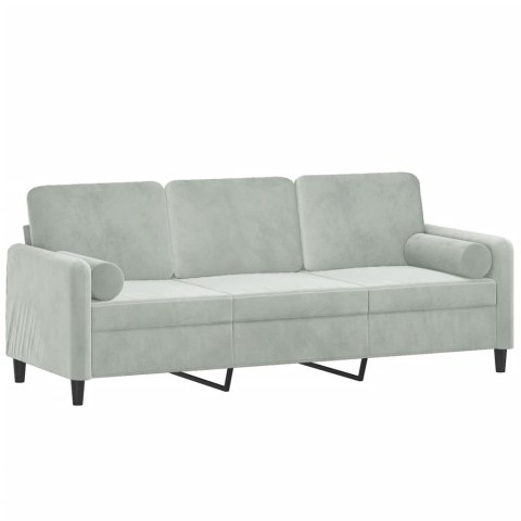 3-OSOBOWA SOFA Z PODUSZKAMI JASNOSZARA 180CM AKSAMIT