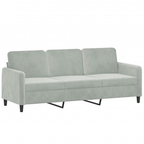 3-OSOBOWA SOFA Z PODUSZKAMI JASNOSZARA 180CM AKSAMIT