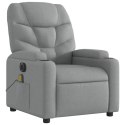 ROZKŁADANY FOTEL MASUJĄCY ELEKTRYCZNY JASNOSZARY TKANINA