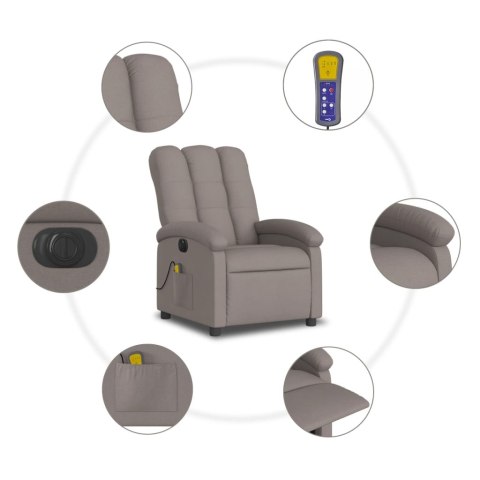 ROZKŁADANY FOTEL MASUJĄCY ELEKTRYCZNY KOLOR TAUPE TKANINA