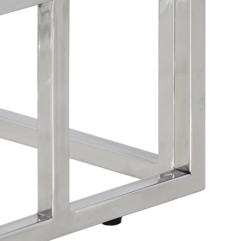 STOLIK KONSOLOWY SREBRNY STAL NIERDZEWNA I SZKŁO HARTOWANE