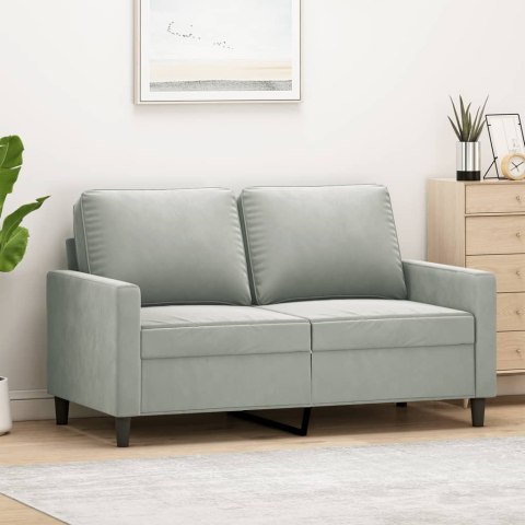SOFA 2-OSOBOWA JASNOSZARA 120CM TAPICEROWANA AKSAMITEM