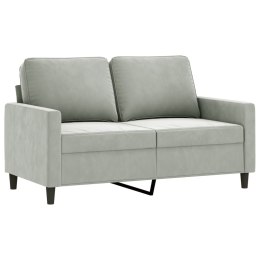 SOFA 2-OSOBOWA JASNOSZARA 120CM TAPICEROWANA AKSAMITEM