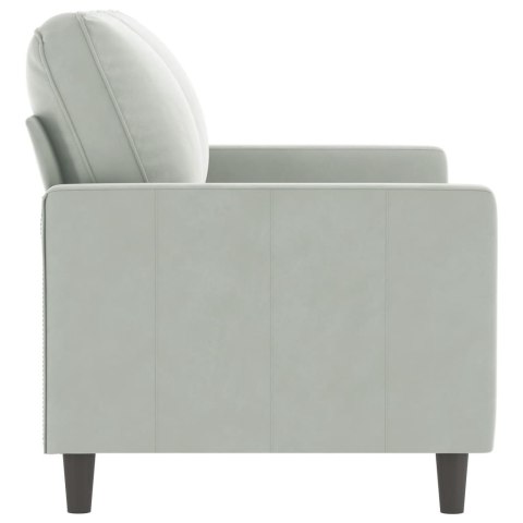 SOFA 2-OSOBOWA JASNOSZARA 120CM TAPICEROWANA AKSAMITEM