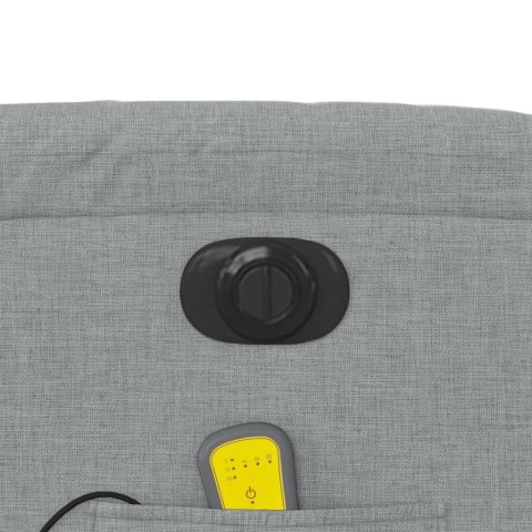 ROZKŁADANY FOTEL MASUJĄCY ELEKTRYCZNY JASNOSZARY TKANINA