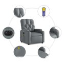 ROZKŁADANY FOTEL MASUJĄCY ELEKTRYCZNY SZARY SZTUCZNA SKÓRA