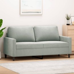 SOFA 2-OSOBOWA JASNOSZARA 140CM TAPICEROWANA AKSAMITEM