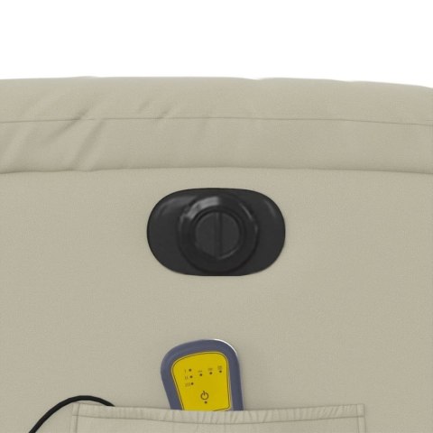 ROZKŁADANY FOTEL MASUJĄCY ELEKTRYCZNY KREMOWY SZTUCZNA SKÓRA