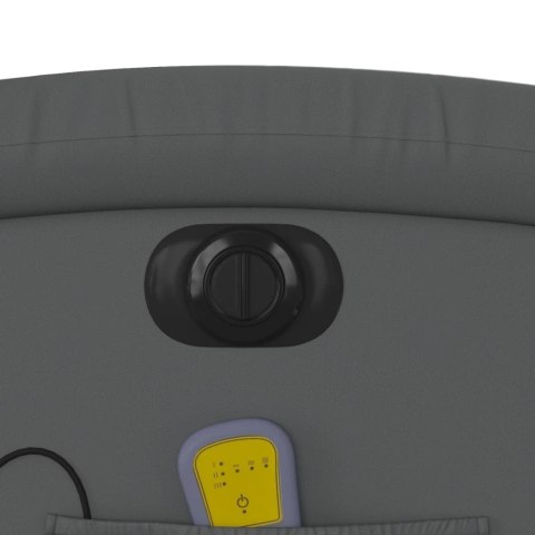 ROZKŁADANY FOTEL MASUJĄCY ELEKTRYCZNY SZARY SZTUCZNA SKÓRA