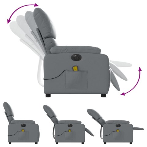 ROZKŁADANY FOTEL MASUJĄCY ELEKTRYCZNY SZARY SZTUCZNA SKÓRA