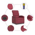 ROZKŁADANY FOTEL MASUJĄCY ELEKTRYCZNY WINNA CZERWIEŃ TKANINA