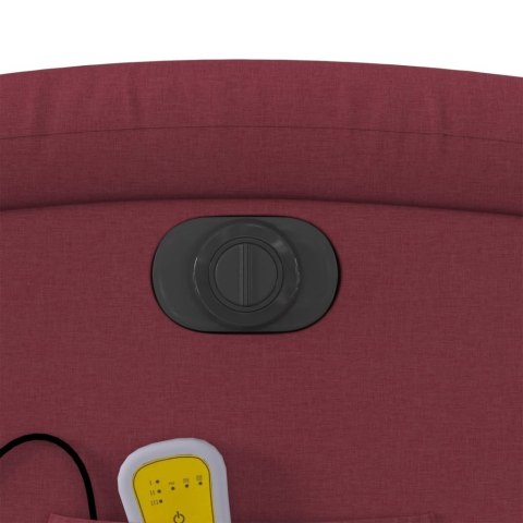 ROZKŁADANY FOTEL MASUJĄCY ELEKTRYCZNY WINNA CZERWIEŃ TKANINA