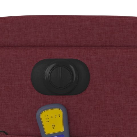 ROZKŁADANY FOTEL MASUJĄCY ELEKTRYCZNY WINNA CZERWIEŃ TKANINA