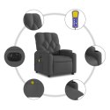 ROZKŁADANY FOTEL MASUJĄCY ELEKTRYCZNY CIEMNOSZARY TKANINA