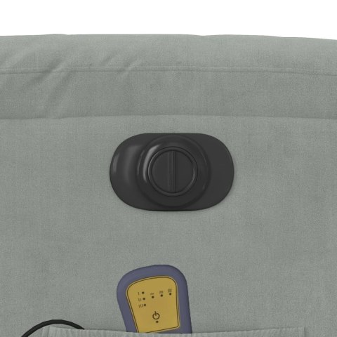 ROZKŁADANY FOTEL MASUJĄCY ELEKTRYCZNY JASNOSZARY AKSAMITNY