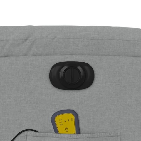 ROZKŁADANY FOTEL MASUJĄCY ELEKTRYCZNY JASNOSZARY TKANINA