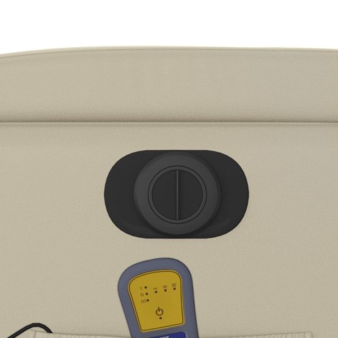 ROZKŁADANY FOTEL MASUJĄCY ELEKTRYCZNY KREMOWY SZTUCZNA SKÓRA