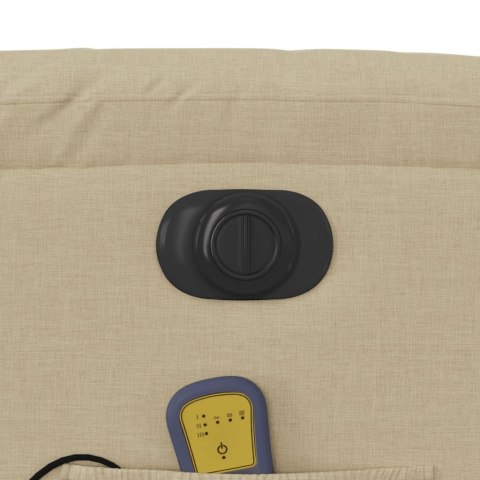 ROZKŁADANY FOTEL MASUJĄCY ELEKTRYCZNY KREMOWY TKANINA