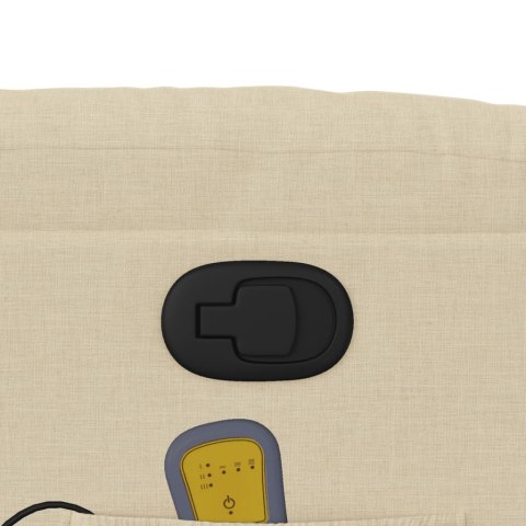 ROZKŁADANY FOTEL MASUJĄCY KREMOWY OBITY TKANINĄ