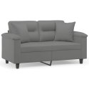 2-OSOBOWA SOFA Z PODUSZKAMI CIEMNOSZARA 120CM MIKROFIBRA