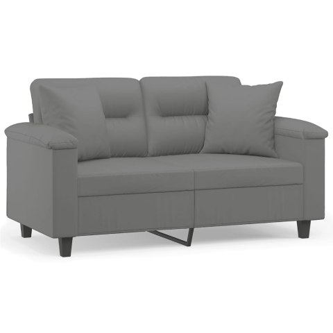 2-OSOBOWA SOFA Z PODUSZKAMI CIEMNOSZARA 120CM MIKROFIBRA