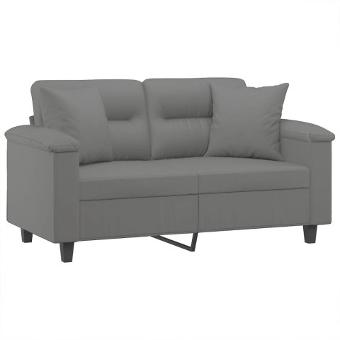 2-OSOBOWA SOFA Z PODUSZKAMI CIEMNOSZARA 120CM MIKROFIBRA