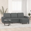 3-OSOBOWA SOFA Z PODNÓŻKIEM CIEMNOSZARY 180CM TKANINĄ