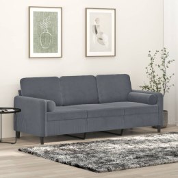 3-OSOBOWA SOFA Z PODUSZKAMI CIEMNOSZARA 180CM AKSAMIT