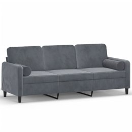 3-OSOBOWA SOFA Z PODUSZKAMI CIEMNOSZARA 180CM AKSAMIT