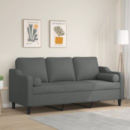 3-OSOBOWA SOFA Z PODUSZKAMI CIEMNOSZARA 180CM TKANINA