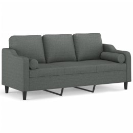 3-OSOBOWA SOFA Z PODUSZKAMI CIEMNOSZARA 180CM TKANINA