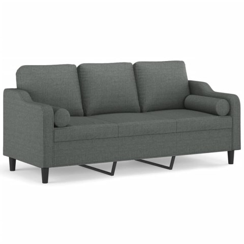 3-OSOBOWA SOFA Z PODUSZKAMI CIEMNOSZARA 180CM TKANINA