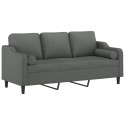 3-OSOBOWA SOFA Z PODUSZKAMI CIEMNOSZARA 180CM TKANINA