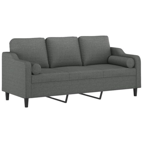 3-OSOBOWA SOFA Z PODUSZKAMI CIEMNOSZARA 180CM TKANINA