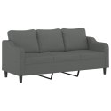 3-OSOBOWA SOFA Z PODUSZKAMI CIEMNOSZARA 180CM TKANINA