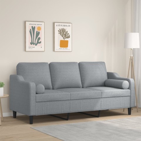 3-OSOBOWA SOFA Z PODUSZKAMI JASNOSZARA 180CM TKANINA