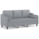 3-OSOBOWA SOFA Z PODUSZKAMI JASNOSZARA 180CM TKANINA