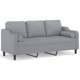 3-OSOBOWA SOFA Z PODUSZKAMI JASNOSZARA 180CM TKANINA