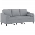 3-OSOBOWA SOFA Z PODUSZKAMI JASNOSZARA 180CM TKANINA