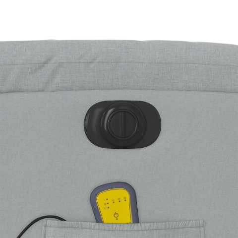 ROZKŁADANY FOTEL MASUJĄCY ELEKTRYCZNY JASNOSZARY TKANINA