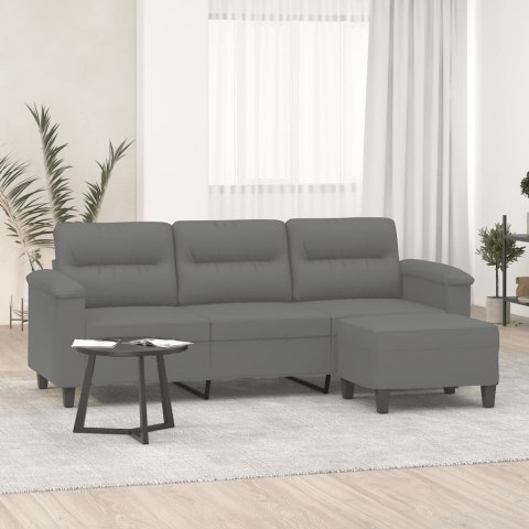 3-OS. SOFA Z PODNÓŻKIEM CIEMNOSZARA 180CM OBITA MIKROFIBRĄ