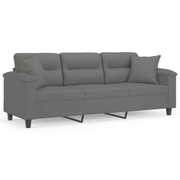 3-OSOBOWA SOFA Z PODUSZKAMI CIEMNOSZARA 180CM MIKROFIBRA