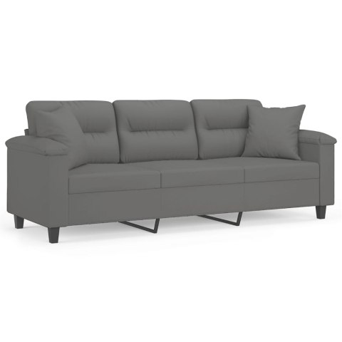 3-OSOBOWA SOFA Z PODUSZKAMI CIEMNOSZARA 180CM MIKROFIBRA