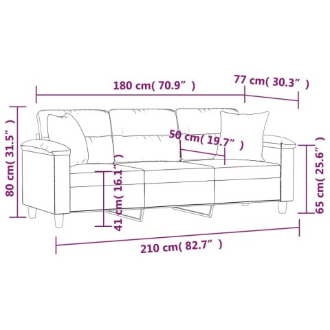 3-OSOBOWA SOFA Z PODUSZKAMI CIEMNOSZARA 180CM MIKROFIBRA