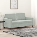 SOFA 2-OSOBOWA JASNOSZARA 140CM TAPICEROWANA AKSAMITEM