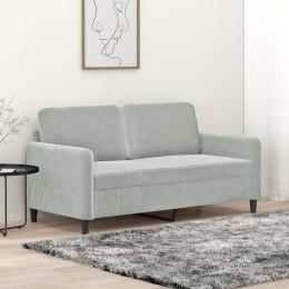 SOFA 2-OSOBOWA JASNOSZARA 140CM TAPICEROWANA AKSAMITEM