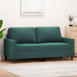SOFA 2-OSOBOWA CIEMNOZIELONA 140CM TAPICEROWANA AKSAMITEM